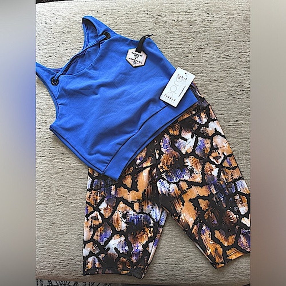 🍄‍🟫OPRA Dancewear & Honeycut Dance 2 piece Biker short & Sports Bra Top Set